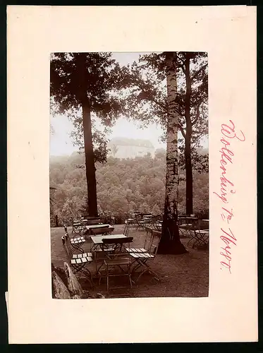 Fotografie Brück & Sohn Meissen, Ansicht Wolkenburg, Blick vom Restaurant auf das Schloss Wolkenburg