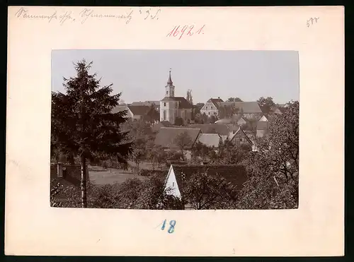 Fotografie Brück & Sohn Meissen, Ansicht Schmannewitz, Blick auf die Stadt mit Kirche