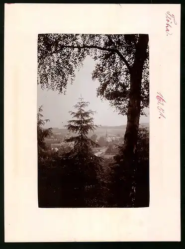 Fotografie Brück & Sohn Meissen, Ansicht Flöha i. Sa., Blick vom Wald auf den Ort