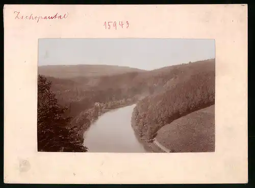 Fotografie Brück & Sohn Meissen, Ansicht Zschopautal, Blick in das Zschopautal mit Fluss Zschopau