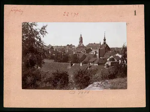 Fotografie Brück & Sohn Meissen, Ansicht Frohburg i. Sa., Blick über die Dächer zur Kirche