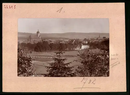 Fotografie Brück & Sohn Meissen, Ansicht Marienberg i. Sa., Blick von den Feldern auf die Stadt mit Kirche