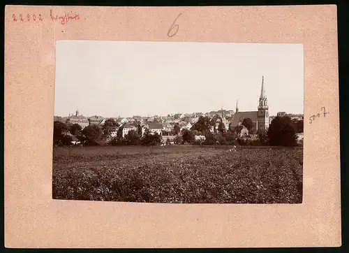 Fotografie Brück & Sohn Meissen, Ansicht Burgstädt i. Sa., Blick auf die Stadt mit Kirche