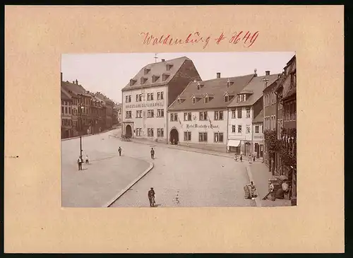 Fotografie Brück & Sohn Meissen, Ansicht Waldenburg i. Sa., Markt & Obergasse, Hotel Deutsches Haus