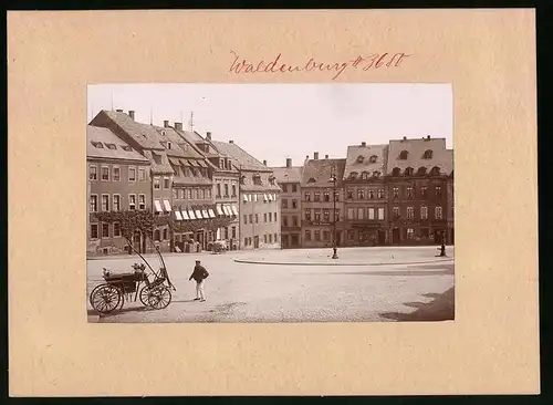 Fotografie Brück & Sohn Meissen, Ansicht Waldenburg i. Sa., Marktplatz mit Obergasse & Ladengeschäft Otto Rössler