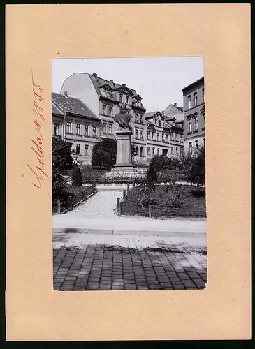 Fotografie Brück & Sohn Meissen, Ansicht Apolda, Partie am Kaiser Fr. Denkmal vor der Glaserei O. Kohler