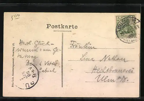 AK Strassburg i. E., Glückwünsche zum Neujahr 1906