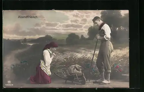 Foto-AK RPH Nr. 4686 /4: Abendfrieden, Betendes Bauernpaar am Feld
