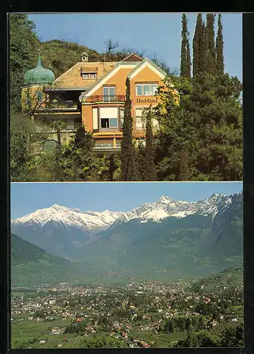 AK Meran, Panoramahotel-Cafe Hochland, Zenoberg 22 am Tappeinerweg, Teilansicht