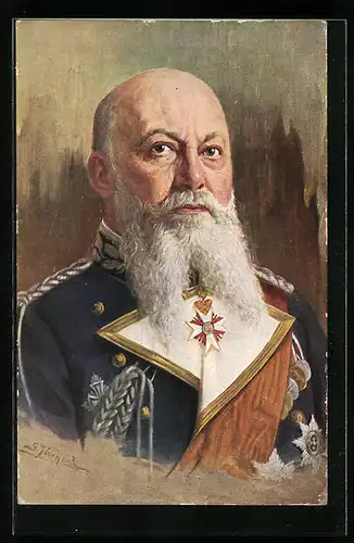 Künstler-AK Portrait des Grossadmirals Alfred von Tirpitz in Ausgehuniform