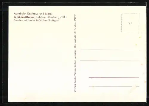 AK Leibheim /Donau, Rasthaus und Motel der Bundeautobahn München - Stuttgart