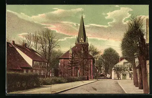 AK Cuxhaven, Strassenpartie mit Martinskirche
