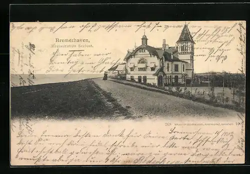 AK Bremerhaven, Restauration Seelust mit Blick auf die Nordsee