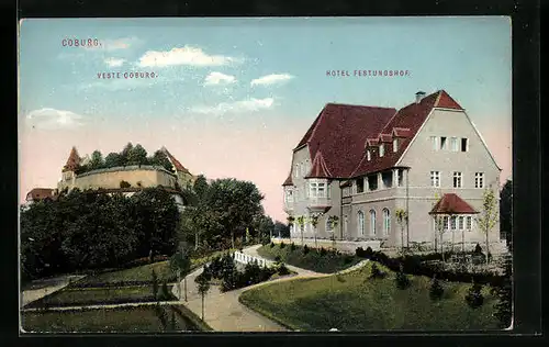 AK Coburg, Veste Coburg und Hotel Festungshof