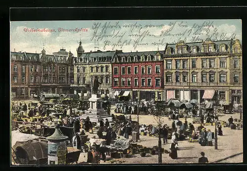 AK Wilhelmshaven, Markttreiben auf dem Bismarckplatz