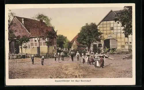 AK Bad Nenndorf, Bauernhäuser mit Kinderschar