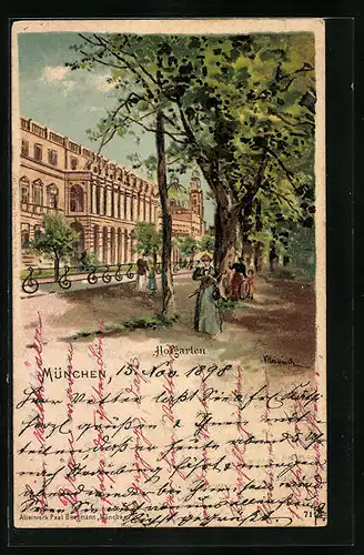 Künstler-AK Karl Heinisch: München, Partie im Hofgarten