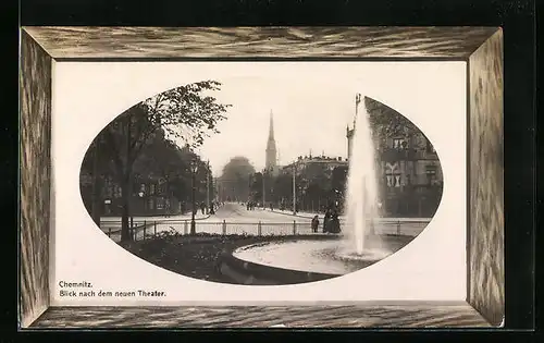 AK Chemnitz, Brunnen mit Blick zum neuen Theater