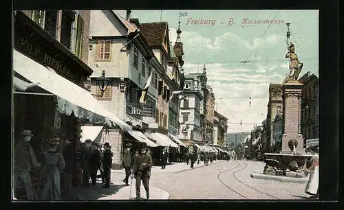 AK Freiburg i. B., Partie in der Kaiserstrasse