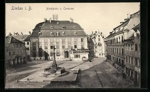 AK Lindau i. B., Marktplatz und Stadtmuseum Cavazzen