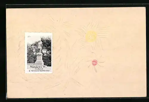 Papierkunst-AK Minden i. W., Denkmal des grossen Kurfürsten