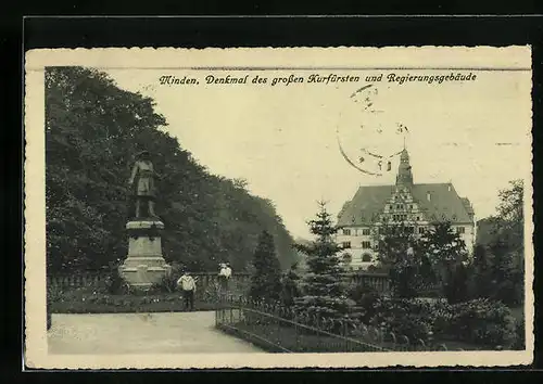 AK Minden i. W., Denkmal des grossen Kurfürsten und Regierungsgebäude