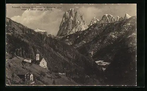 AK S. Pietro, Ortsansicht mit Dolomitenspitzen