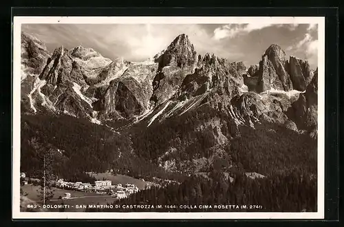 AK San Martino di Castrozza, Gesamtansicht mit Colla Cima Rosetta