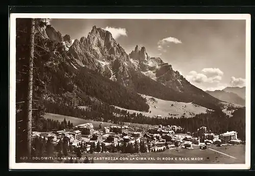 AK San Martino di Castrozza, Gesamtansicht mit Cima val di Roda und Sass Maor