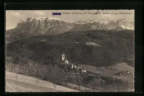 AK St. Jakob, Kirchlein St. Georg mit den Dolomiten