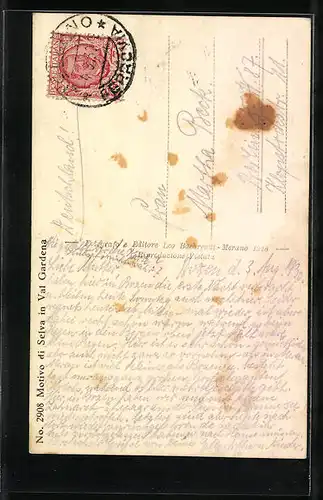 AK Selva in Val Gardena, Ortspartie mit Flurkreuz