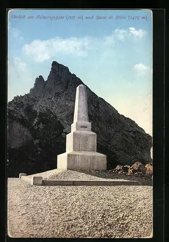 AK Sasso di Stria, Obelisk am Falzoregopass