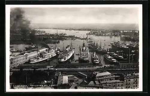 AK Genova, Panorama del Porto, Hafen