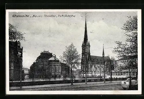 AK Chemnitz, Neues Theater mit Petrikirche