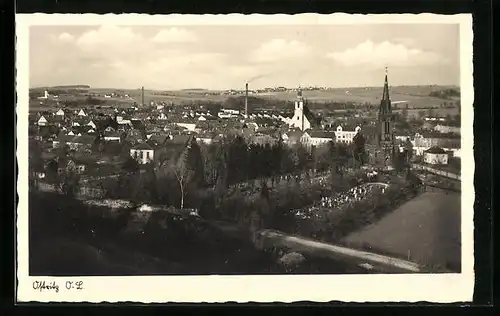 AK Ostritz i. O.-L., Ortsansicht mit Kirche