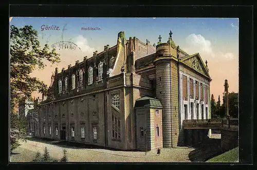 AK Görlitz, Ansicht der Stadthalle