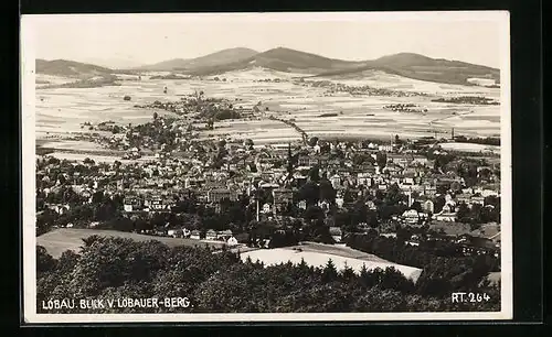 AK Löbau, Blick v. Löbauer Berg