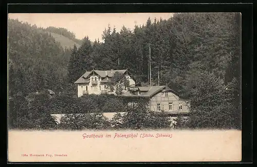 AK Polenzthal i. sächs. Schweiz, Blick zum Gasthaus