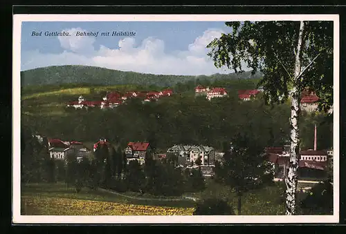 AK Bad Gottleuba, Bahnhof mit Heilstätte