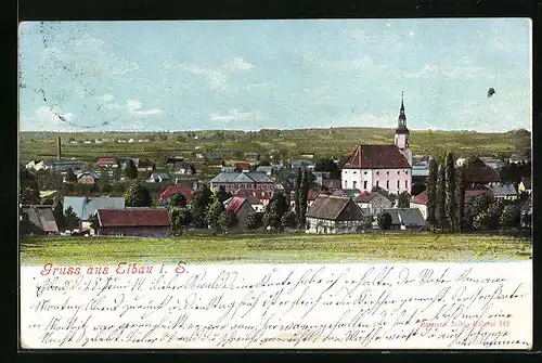 AK Eibau i. S., Ortsansicht mit Kirche