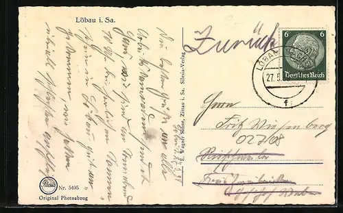 AK Löbau i. Sa., Totalansicht mit Kirche