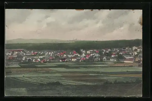 AK Walddorf, Ortsansicht mit Blick über die Felder