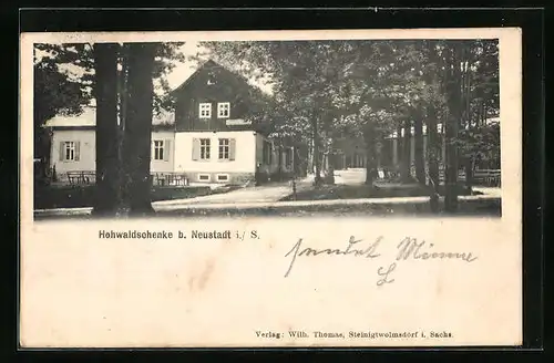 AK Neustadt i. S., Hohwaldschenke mit Terrasse