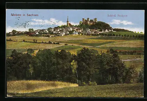 AK Stolpen i. Sachsen, Ortsansicht mit Schloss