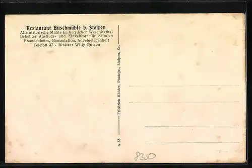 AK Stolpen, Restaurant Buschmühle im Grünen