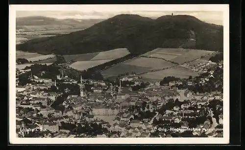 AK Löbau i. Sa., Fliegeraufnahme des Ortes