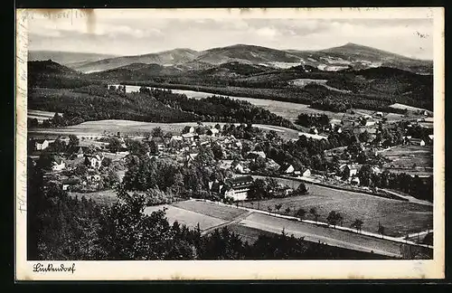 AK Lückendorf /Zittauer Gebirge, Teilansicht mit dem Jeschken