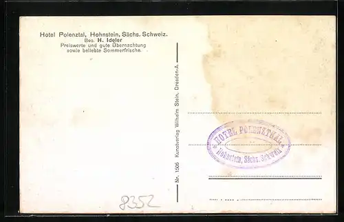 AK Hohnstein /Sächs. Schweiz, Hotel Polenztal