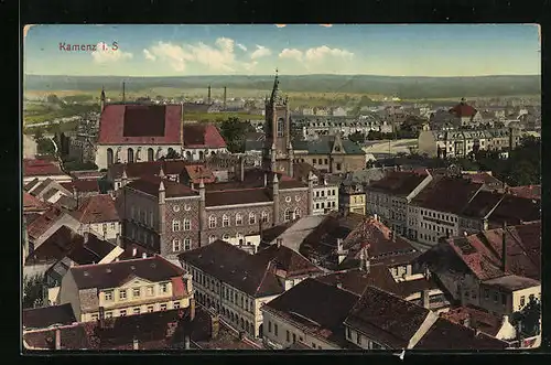 AK Kamenz i. S., Ansicht vom Stadtkern mit Kirche