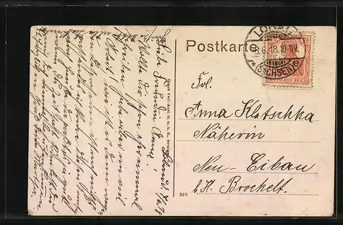 AK Löbau, Ortsansicht mit Kirche